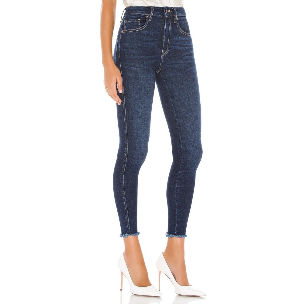 Free People Revolve NWT High Waist Crop Raw Hem High Rise Jeggings Indigo 26 New